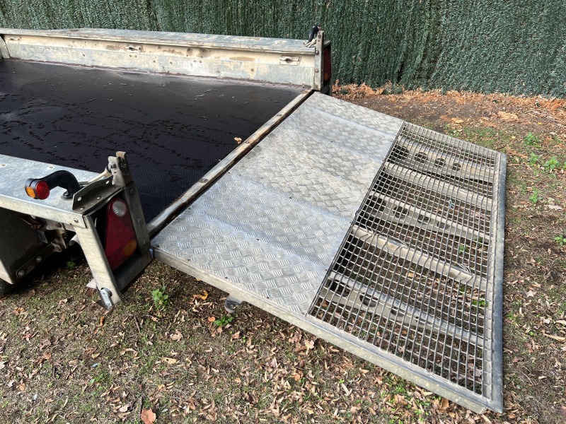 Used Ifor Williams GX106G 3500kg plant trailer with full-width reinforced loading ramp at GT Towing
