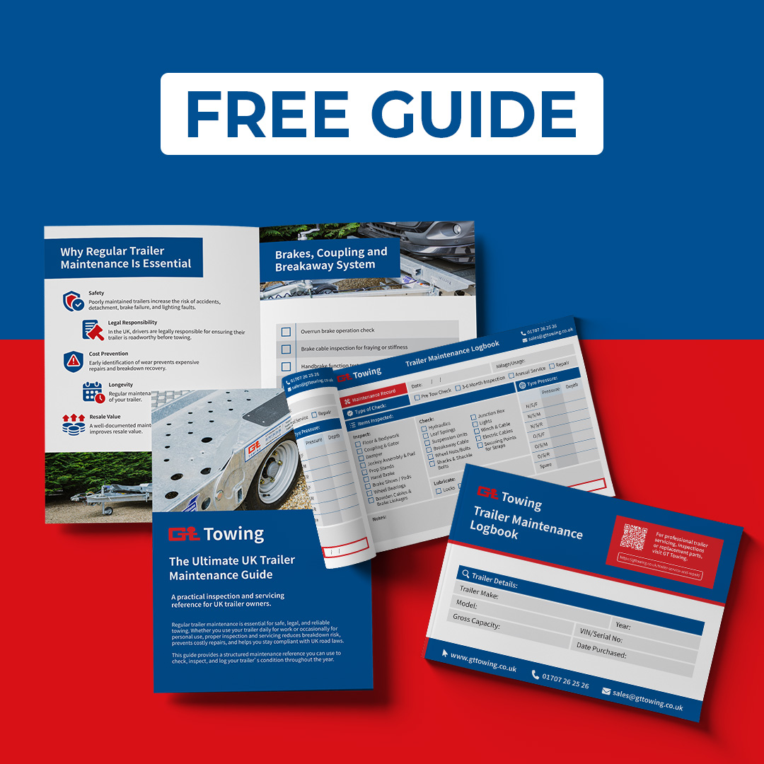 UK Towing Laws Explained infographic showing licence rules, trailer weight flow, and down-plating myth